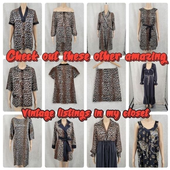 Vanity Fair 70s Leopard Print Nightgown Slip Dress Zigzag Hem Nylon Lounger - Picture 16 of 16